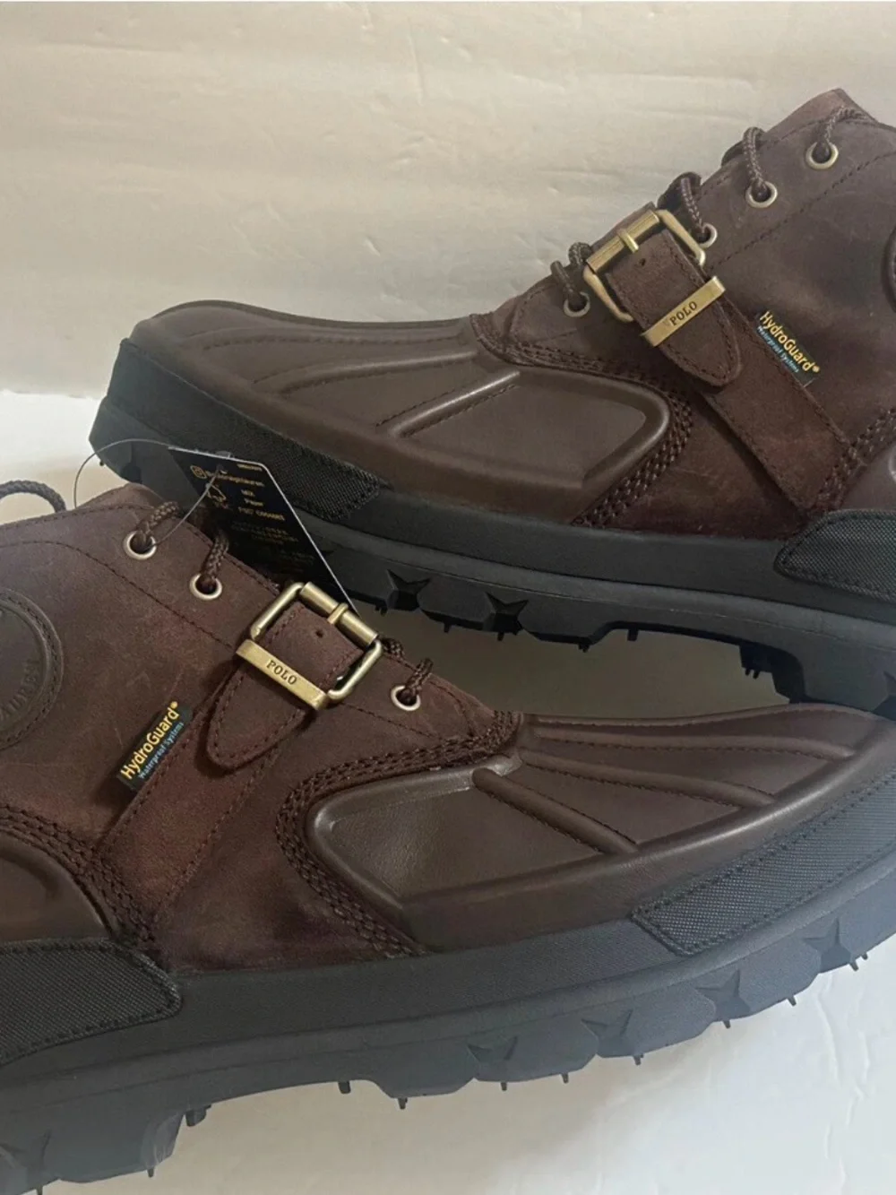 Polo by Ralph Lauren Men’s Brown Leather Oslo Low Waterproof Duck Boots, Size 10